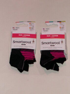 2 Pairs SmartWool Run Zero Cushion Stripe Low Ankle Socks Women's Large NWT